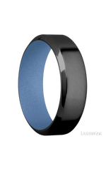 7 mm wide High Bevel Zirconium band featuring a Crushed Orchid sleeve.