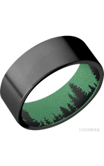 8 mm wide Flat Zirconium band featuring a Squatch sleeve.