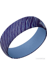 7 mm wide Domed Titanium Damascus band featuring a Crushed Orchid sleeve.