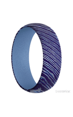 7 mm wide Domed Titanium Damascus band featuring a Crushed Orchid sleeve.