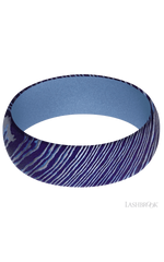 7 mm wide Domed Titanium Damascus band featuring a Crushed Orchid sleeve.