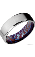 7 mm wide Beveled Cobalt Chrome band featuring a Titanium Damascus sleeve.