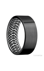 8 mm wide Flat Zirconium band featuring a White sleeve.
