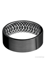 8 mm wide Flat Zirconium band featuring a White sleeve.