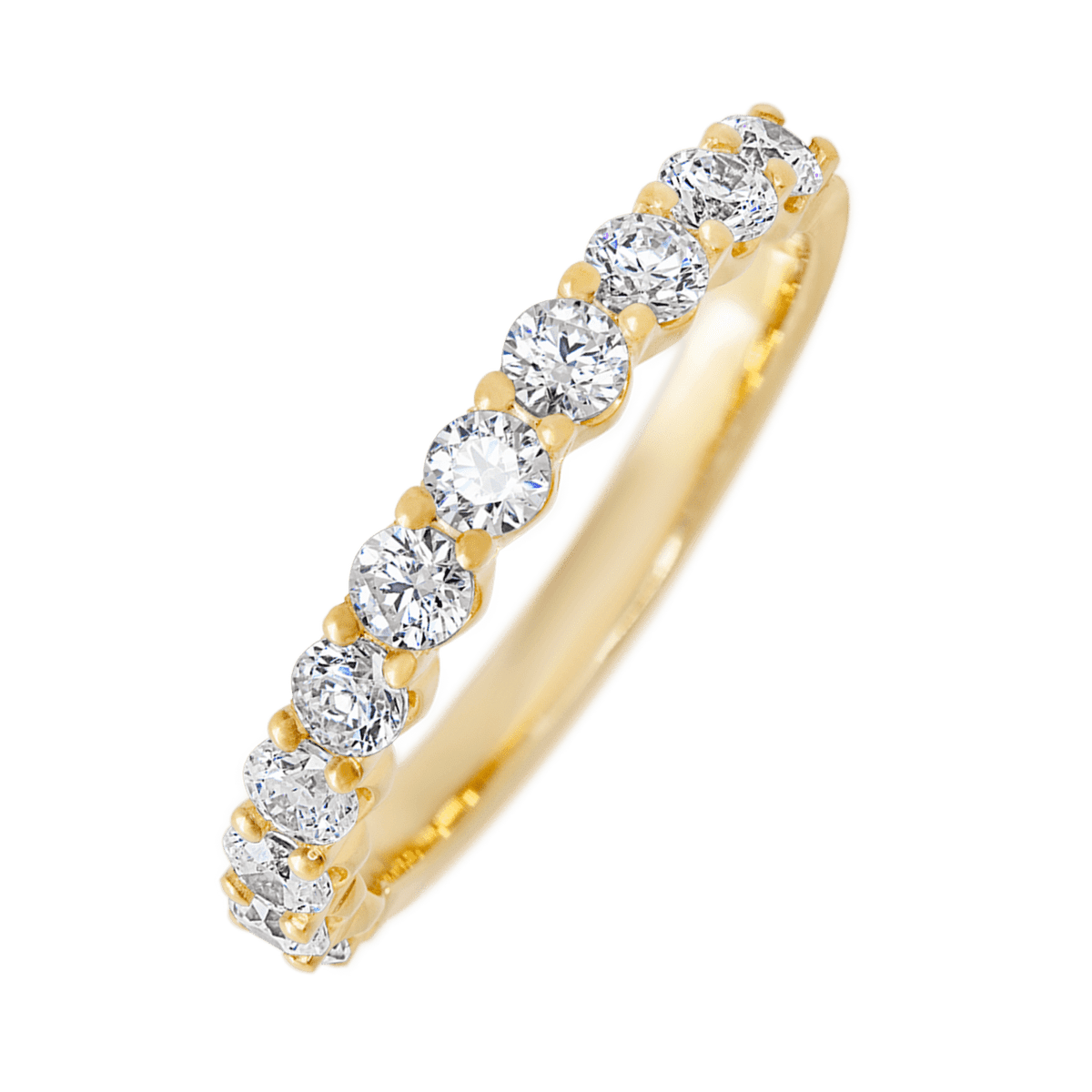 14K Yellow Gold band with 11 Round Lab Grown Diamond having TCW-.77