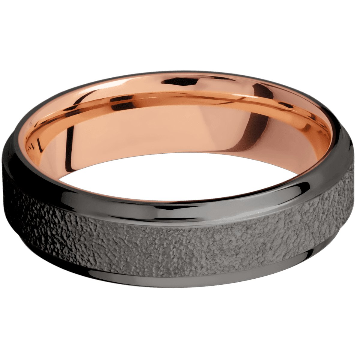Tantalum Noir + Stipple , Polish Finish + 14K Rose Gold