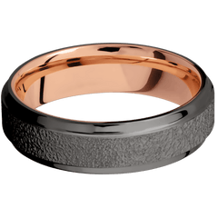 Tantalum Noir + Stipple , Polish Finish + 14K Rose Gold