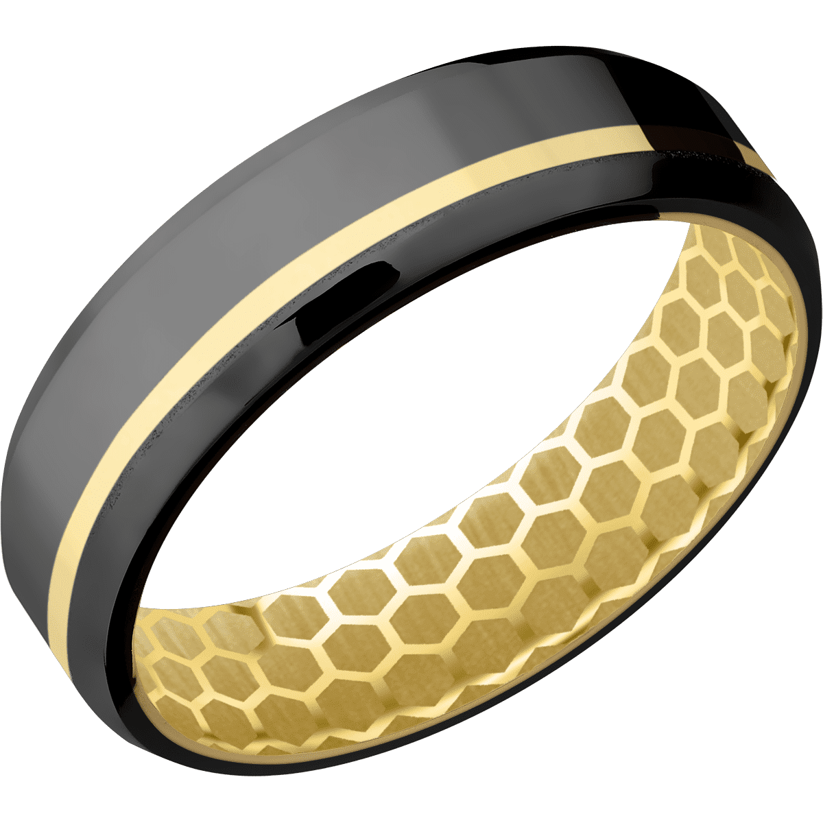 Zirconium + Polish , Polish Finish + 14K Yellow Gold