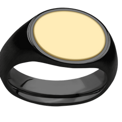 Medium Horizontal Oval signet ring (16x13mm) in Zirconium, with a Wide style band, a 14K Yellow Gold inlay.