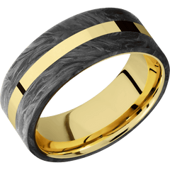 14K Yellow Gold with Polish Finish and Forged Carbon Fiber Inlay