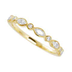 14K Yellow Gold band with 4 Round and 5 Marquise Lab Grown Diamond having TCW-.56