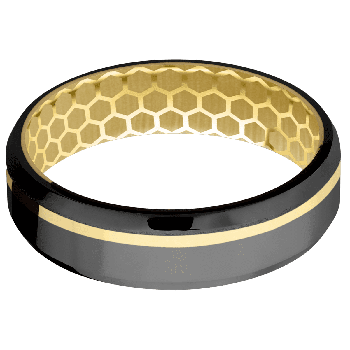 Zirconium + Polish , Polish Finish + 14K Yellow Gold
