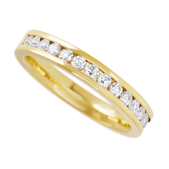 14K Yellow Gold band with 15 Round Lab Grown Diamond having TCW-.45