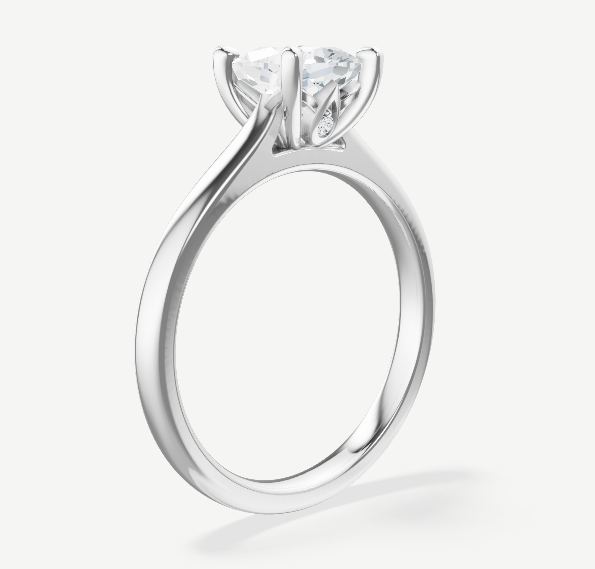 style-104690:-cushion-14k-white-gold-split-band-leaf-accent-head-with-lab-grown-diamonds-classic-tapered-cathedral-band,-approx-2mm-wide