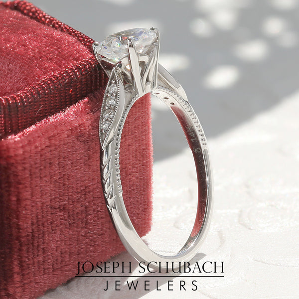 Style 103202: Vintage Style Engraved Engagement Ring With Lab