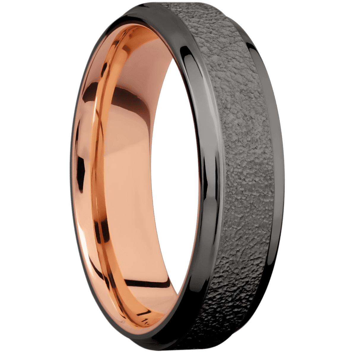 Tantalum Noir + Stipple , Polish Finish + 14K Rose Gold
