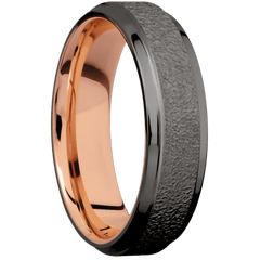 Tantalum Noir + Stipple , Polish Finish + 14K Rose Gold