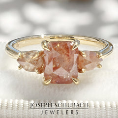 Style 104647: Autumn Color Salt and Pepper Radiant and Pear Three Stone Diamond Ring