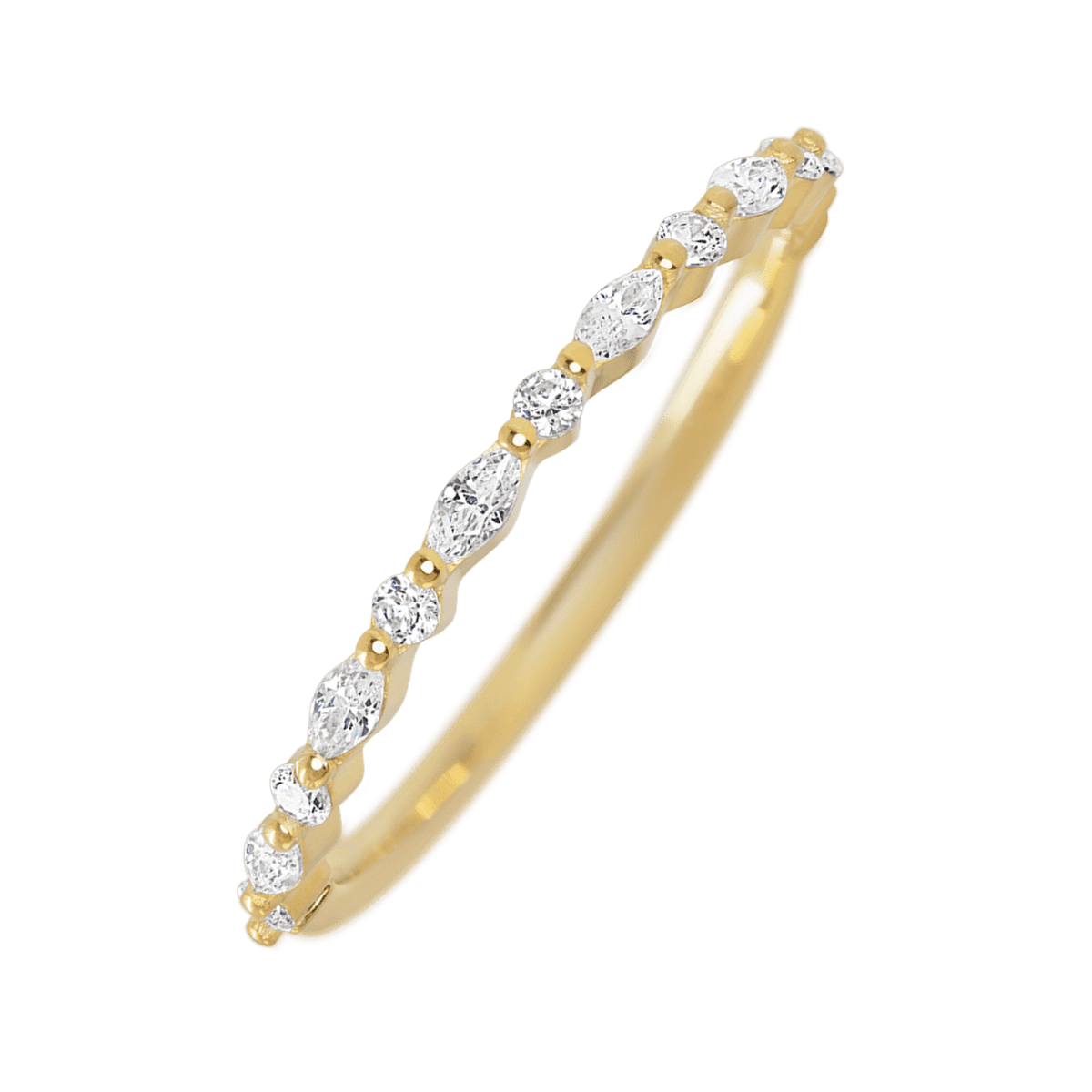 14K Yellow Gold band with 7 Round and 6 Marquise Lab Grown Diamond having TCW-.28