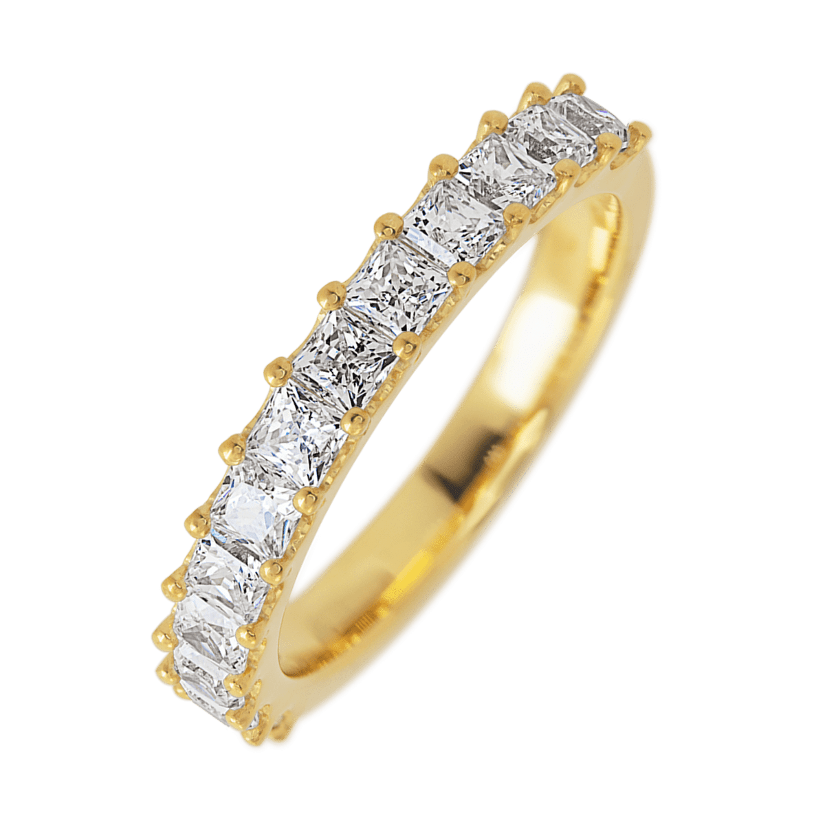 18K Yellow Gold band with 13 Princess Diamond having TCW-1.3