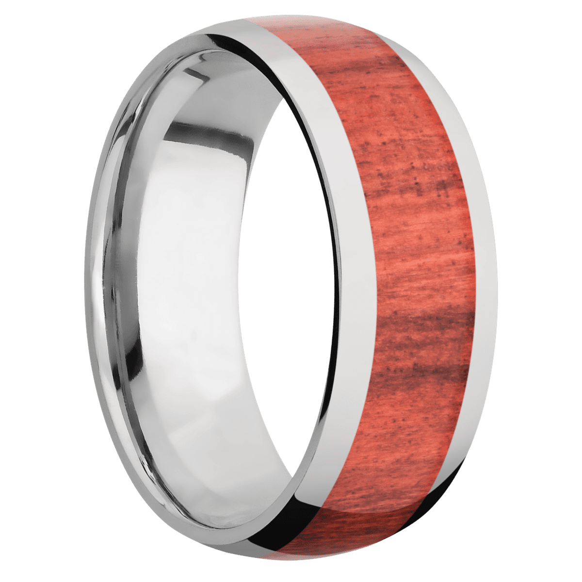 Titanium with Polish Finish and Red Heart Inlay