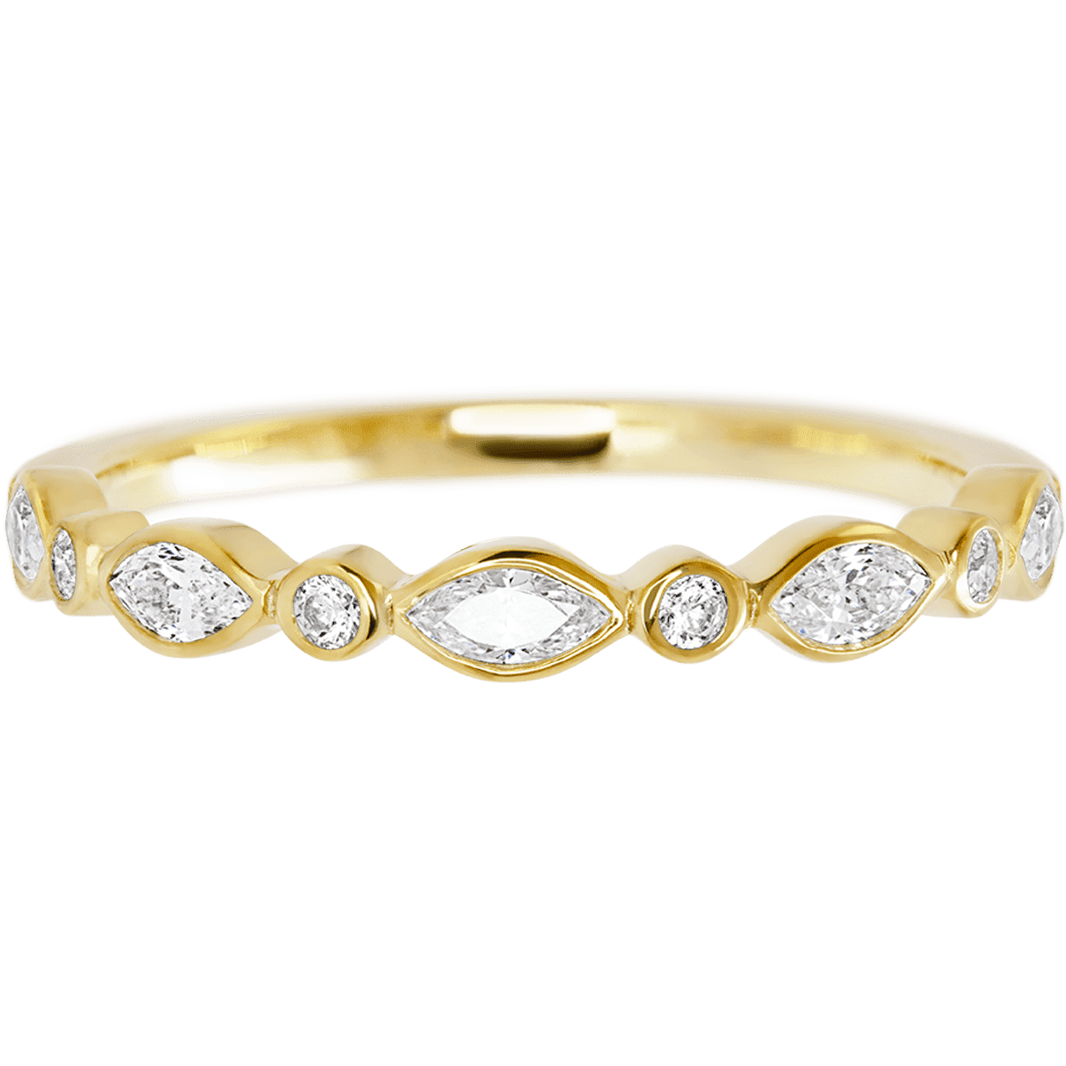 14K Yellow Gold band with 4 Round and 5 Marquise Lab Grown Diamond having TCW-.56