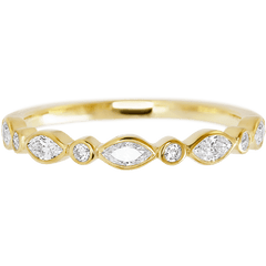 14K Yellow Gold band with 4 Round and 5 Marquise Lab Grown Diamond having TCW-.56
