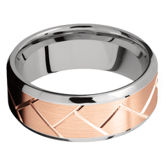 14K White Gold with Polish , Polish Finish and 14K Rose Gold Inlay