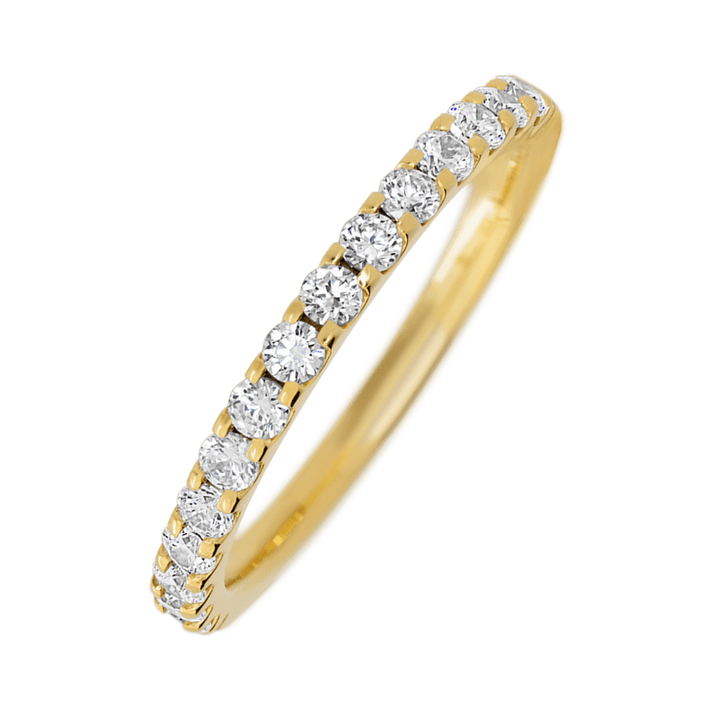 14K Yellow Gold band with 15 Round Lab Grown Diamond (ST) having TCW-.45