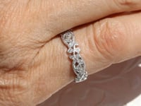 Style 103363: Wide Antique Style Floral Band with Pavé Lab Diamonds and Milgrain