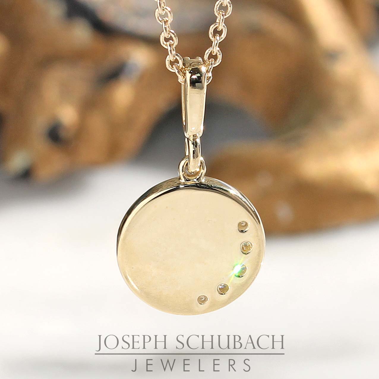 Style 104624: Diamond Crescent Moon and Stars Disc Necklace