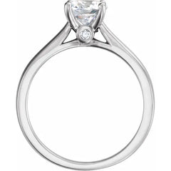 Style 102278: Round Solitaire Engagement Ring With Two Bezel Set Diamond Accents