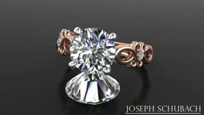 Style 103322: Cathedral Engagement Ring With Diamond Flower Accents And Surprise Rose Cut Diamond
