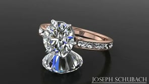 Engraved Engagement Ring with Diamond Accents and Surprise Rose Cut Diamond (Style 103326)