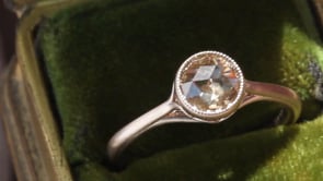 Bezel Set Scroll Solitaire Engagement Ring with Champagne Rose Cut Diamond Style 103365