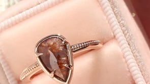 Pear Shape Amber Color Rough Diamond Engagement Ring Style 103382