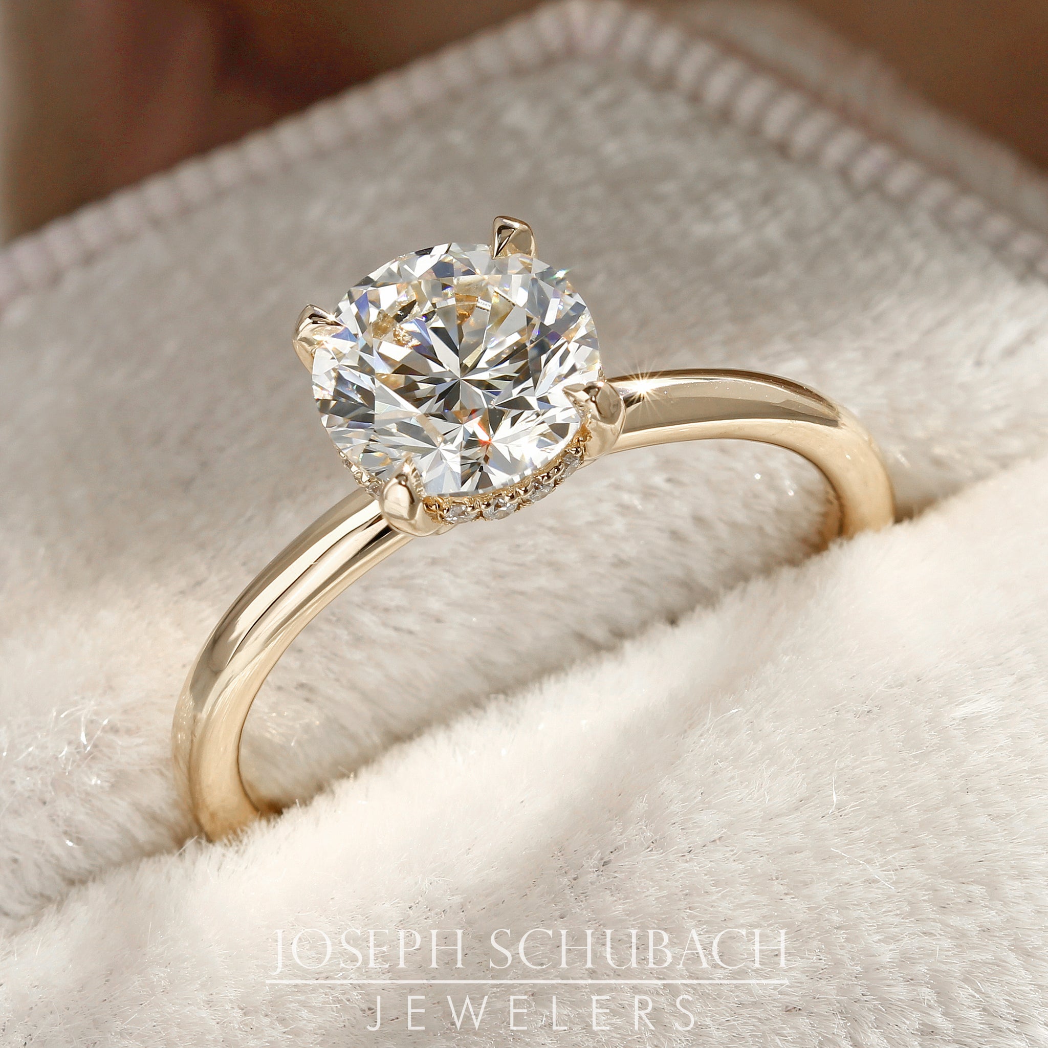 Round Duchess Engagement Ring with Petite Pavé Under Bezel (Style 103343)