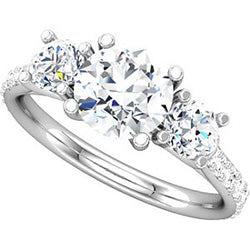 Style 102249-7mm: Round Three Stone Ring With Diamond Side Stones