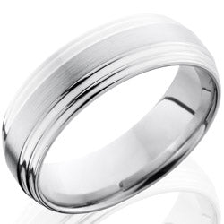 Style 103687: Cobalt Chrome 7mm Flat Band with Double Grooved Edge