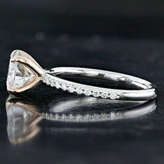The Adeline Delicate Solitaire Engagement Ring - 2 Tone - White Gold Band and Rose Gold Prongs