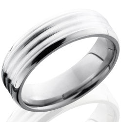 Style 103512: Titanium 6mm Beveled Band with Sterling Silver Inlay