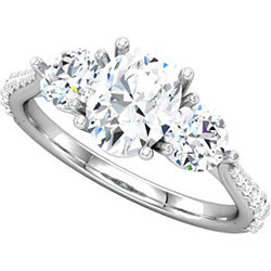 Style 102244: Oval And Round Three Stone Engagement Ring With Diamonds