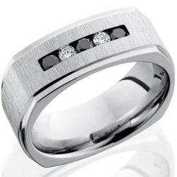 Style 103752: Cobalt Chrome 8mm Flat, Square Band with Channel Set White and Black Diamonds