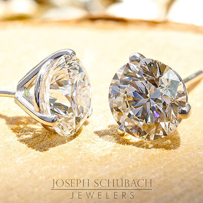 Three Prong Martini Stud Earrings