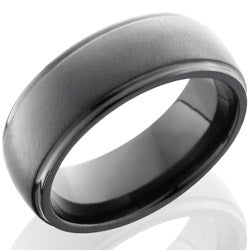 Style 103878: Zirconium 7mm Domed Band with Grooved Edges