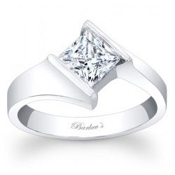 Style 102724: Barkev's Contemporary Bypass Princess Cut Solitaire Engagement Ring