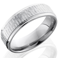 Style 103535: Titanium 7mm Flat Band with Grooved Edge