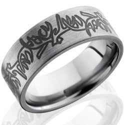Style 103560: Titanium 8mm Flat Band with Antler Pattern