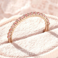 Shared Prong Anniversary Band with Pink Sapphires