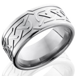 Style 103584: Titanium 9mm Flat Band with Celtic Pattern
